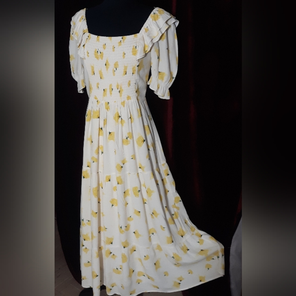BA@SH Lady Yellow Spring Flower Bud Dress M